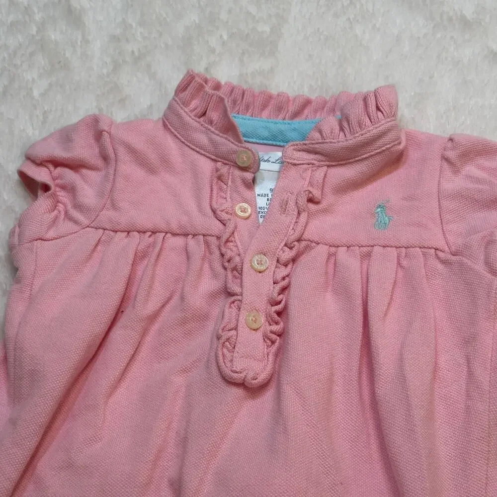 Ralph Lauren Pink Ruffle Romper sz 9 months Ralph Lauren Bubble Romper
